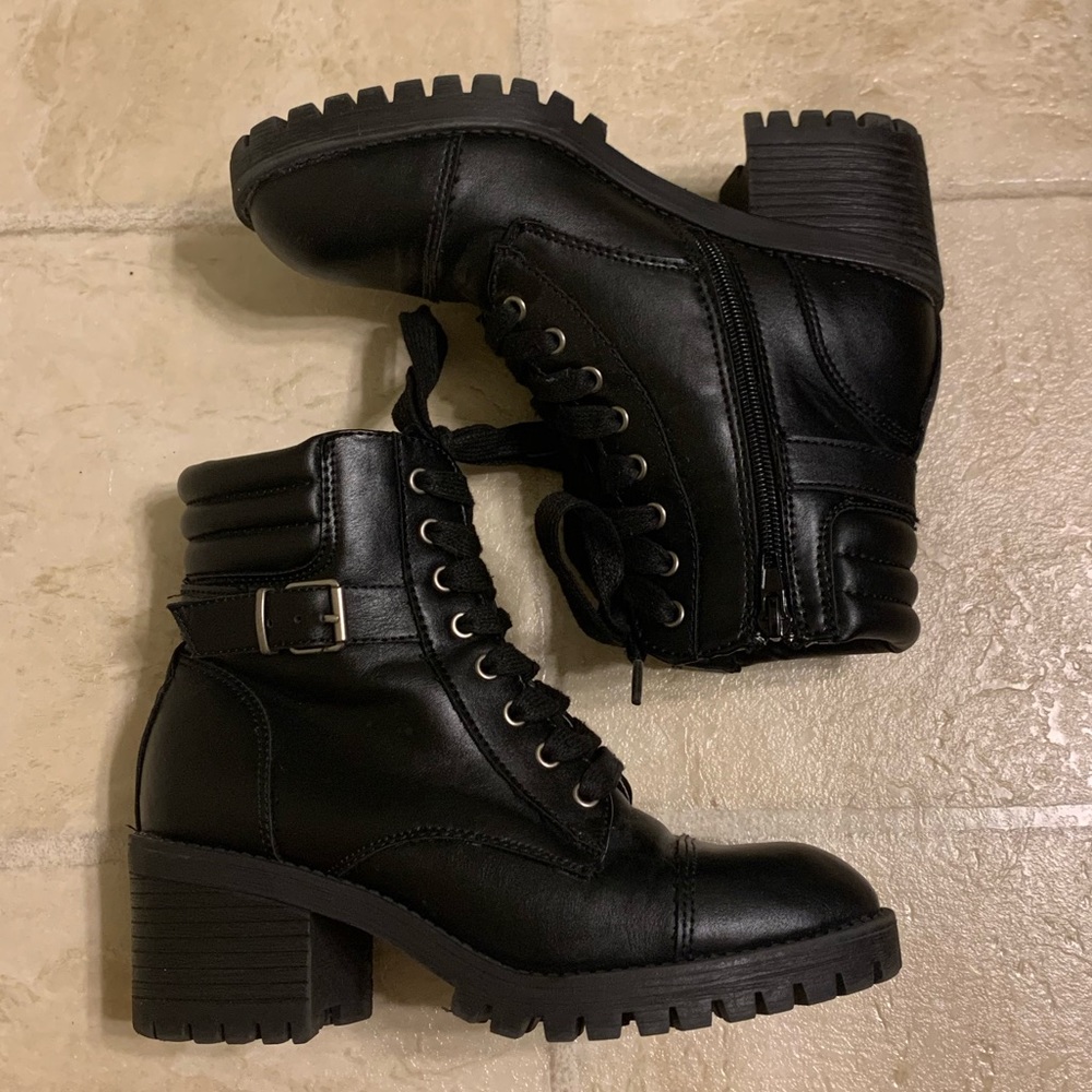 Black Heel Combat Boots